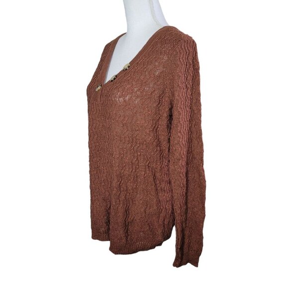 Maurices Cardigan Sweater Brown Buttons Womans Large Knit Layering Office - Picture 2 of 10